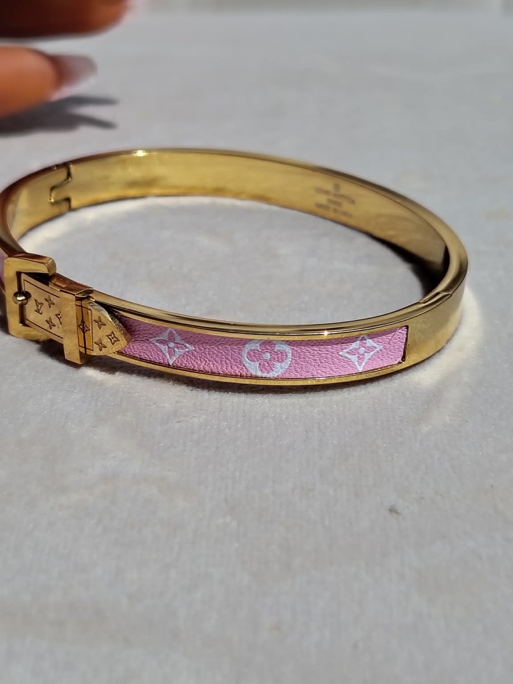 Pink and Gold Monogram Buckle Bangle Watch - Picture 4 of 5
